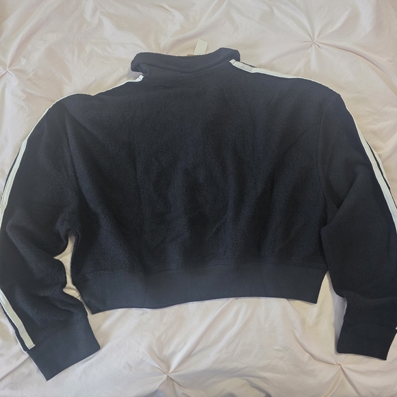 PINK Black Cropped Sweatshirt with White Stripes - Picture 4 of 4